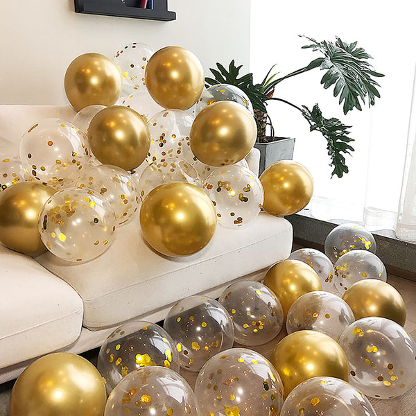 10X Confetti Metallic Chrome Retro Balloons Set Wending Birthday Decor Balloon