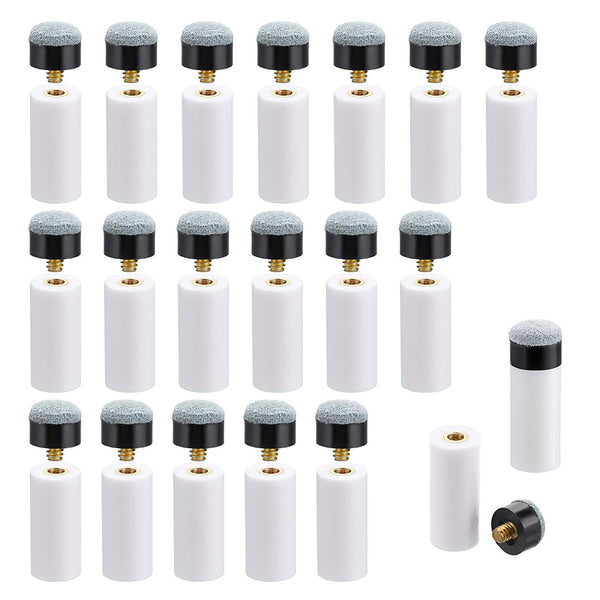 10 Pairs Billiard Screw-on Tips With Pool Cue Stick Ferrules Soft Tips Gray Kits