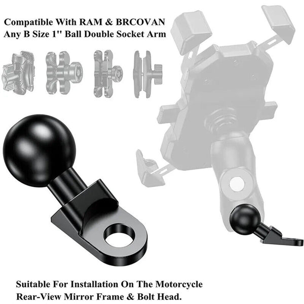 RAM Mount RAM-B-272U Motorcycle Mirror GPS Camera Base 10mm Hole and 1'' Ball AU
