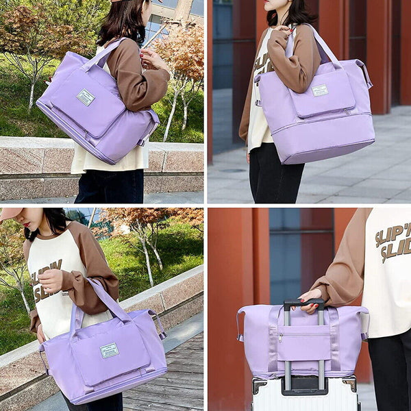 Women Large Capacity Collapsible Travel Bag Expandable Waterproof Duffel Bag New
