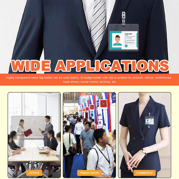 100X Metal Badge Clips Bulldog Allgator Clip With Straps for Card Badge Holder