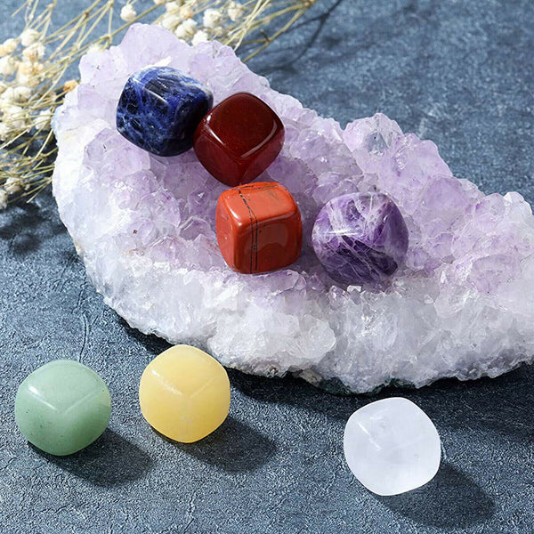 50~200g Natural Amethyst Quartz Geode Druzy with 10Pcs Natural Tumbled Stone AU