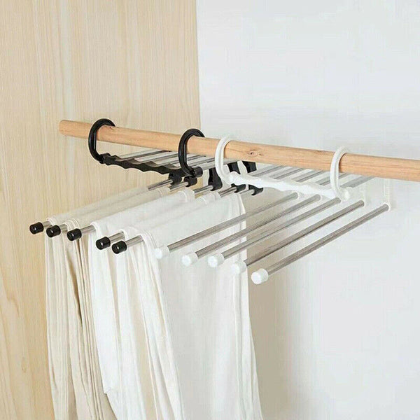 5 in1 Multi-functional Pants rack Stainless-Steel Wardrobe Magic Clothes Hanger
