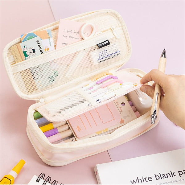 Zipper Pencil Case Pen Bag Organizer School Office Cosmetic Stationery Storage