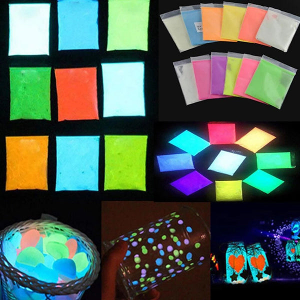 8 Colours Luminous Glow in the Dark Powder Glitter Fluorescent Nail Pigment AU
