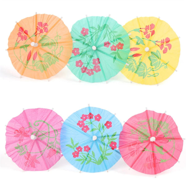100X Catering Cocktail Umbrellas Paper Drink Parasol Tropical Party Fruit Picks