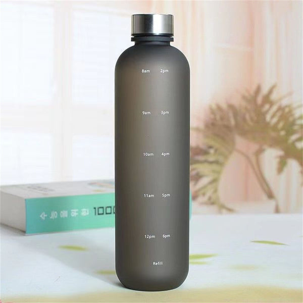 1L Water Bottle Motivational Drink Flask With Time Markings BPA Free Sport Gym