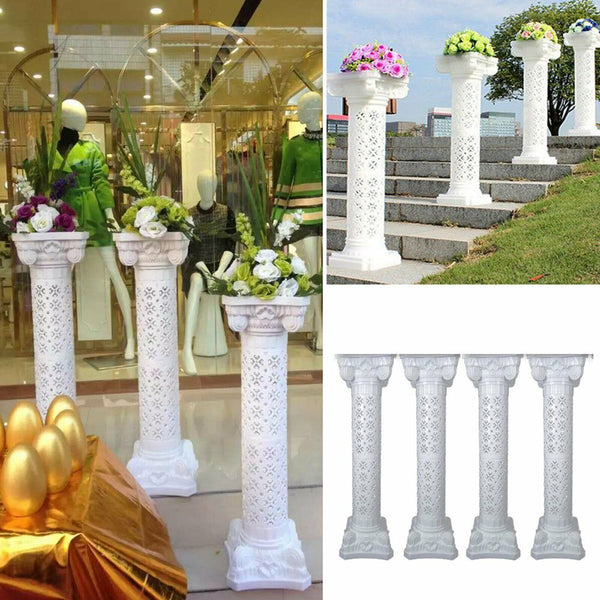 4X Decorative Roman Column Pillars Pedestal + 4x Flower Pots Wedding Party Decor