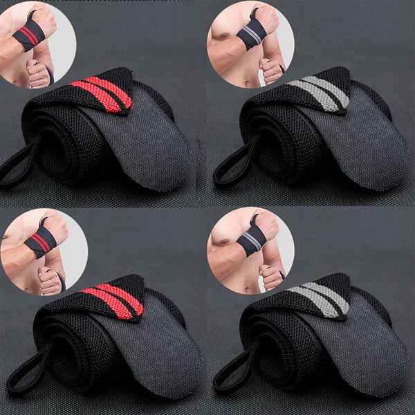 2x Weight Lifting Gym Muscle Training Wrist Support Straps Wraps Bodybuilding AU