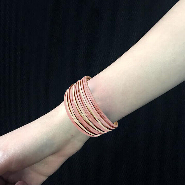 Multiple Gradient Leather Wristband Bracelet Bangle Magnetic Clasp Bracelet AU
