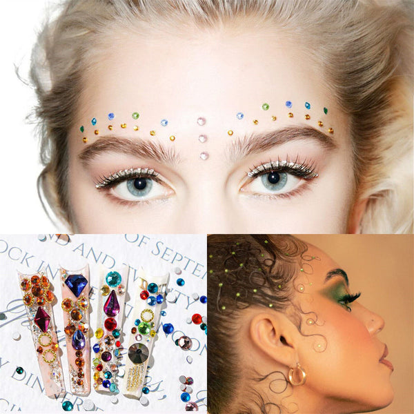 6PCS Face Gems Tattoo Eye Jewels Body Crystal Make Up Sticker Diamond Pearls