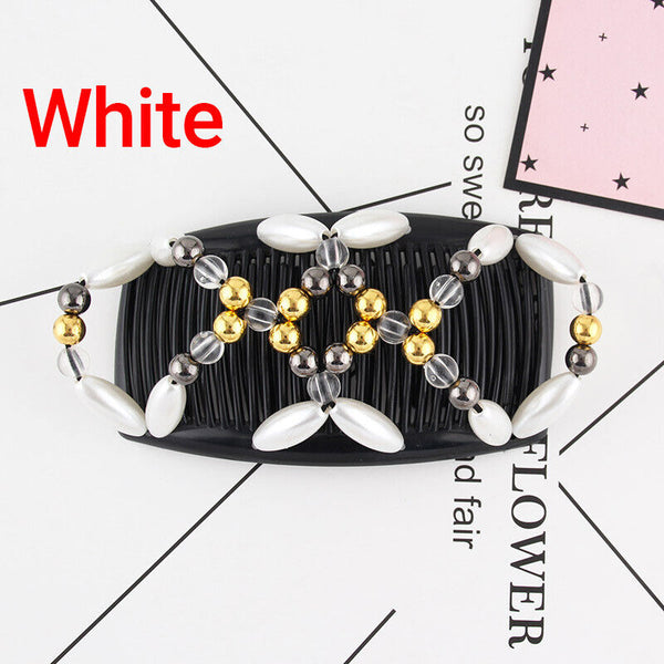 Beaded Stretchy Easy Magic Hair Comb Elastic Double Hair Clip Hair Accessories