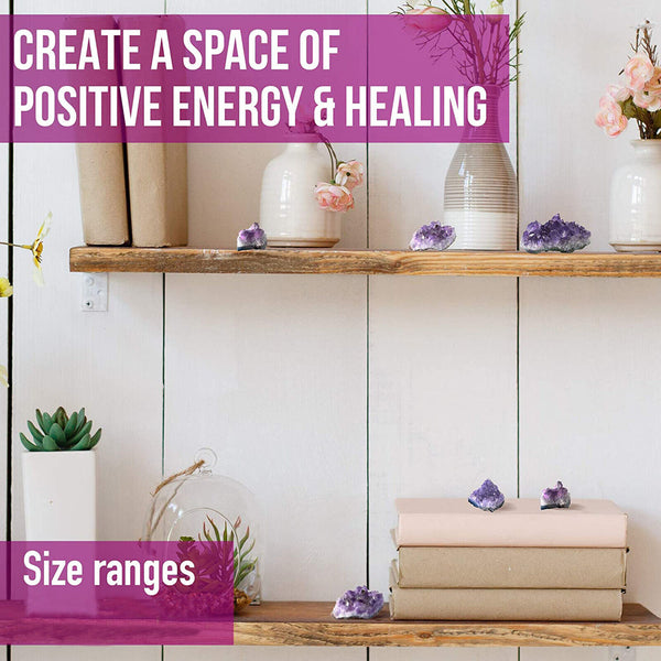 50~200g Natural Amethyst Quartz Geode Druzy with 10Pcs Natural Tumbled Stone AU