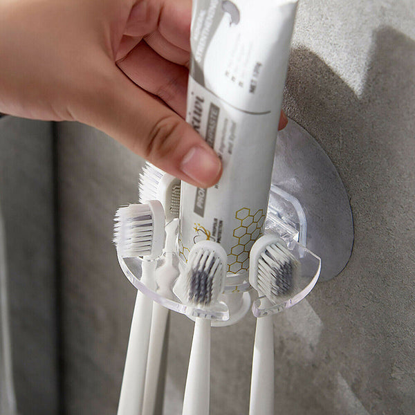 3PCS Toothbrush Holder Wall Mount Sucker Bathroom Suction Cup Toothpaste Storage