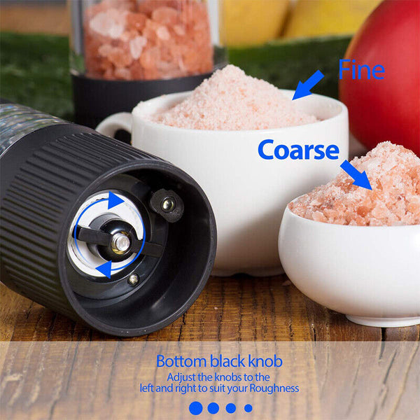 Electric Salt Pepper Mill Grinder Battery Powered LED Light Adjustable