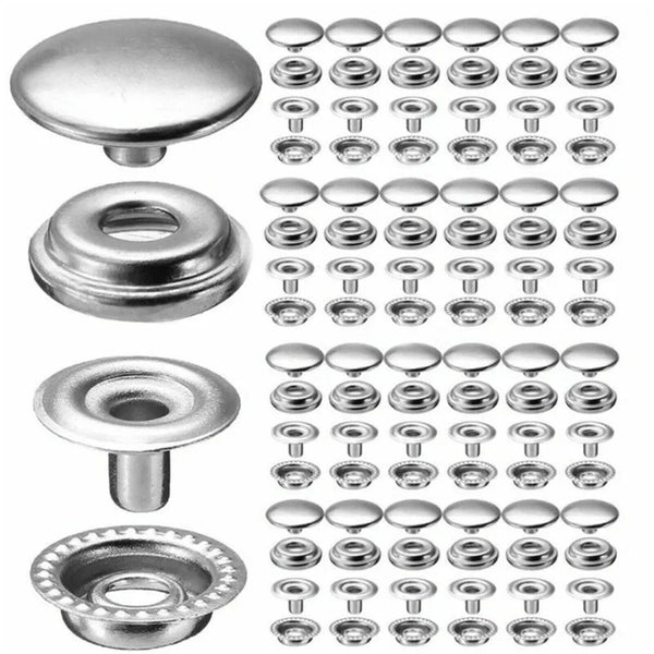 120x Marine Boat Canvas Stainless Steel Snap Fastener Press Stud Cap Button Kit