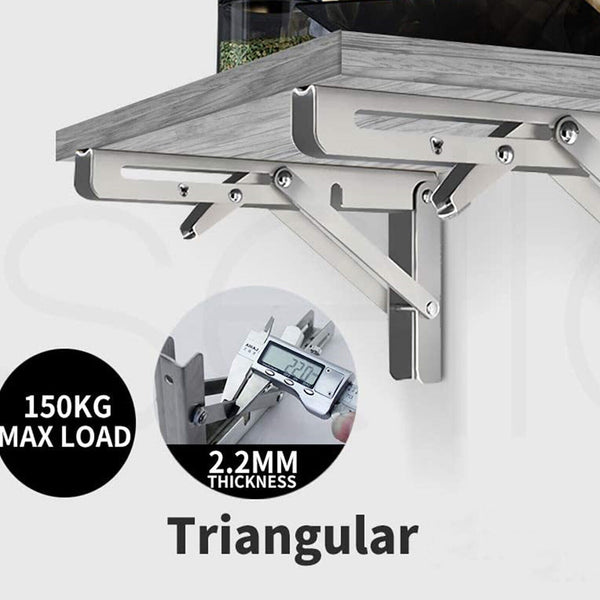2Pcs Stainless Steel Folding Table Bracket Shelf Bench 150kg Load Heavy Duty AUS