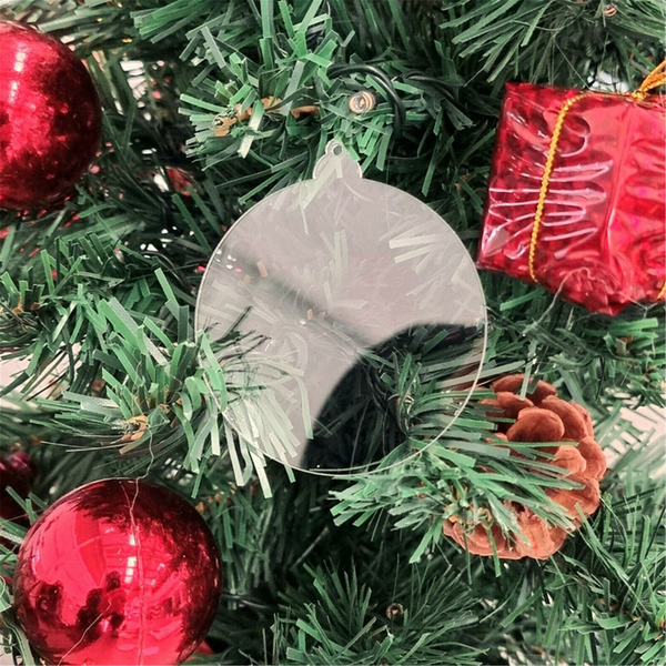 20 Pcs Clear Blank Acrylic Christmas Bauble DIY Xmas Decoration 75mm Flat Decor
