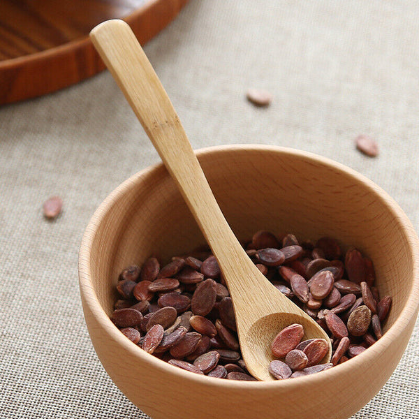 20PCS Natural Eco-friendly Small Wooden Spoon Scoop Mini Kids Safe Tableware AU