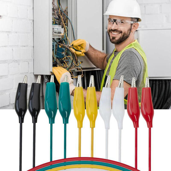 10PCS Electrical Alligator Clips Test lead Jumper Wire Crocodile Cable Wire AU