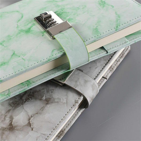 Leather A5 Marbled Journal Wired Diary Lockable NoteBook Password Lock Gift AU