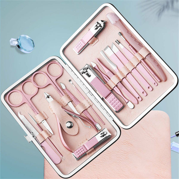 5 Styles Manicure Pedicure Set Stainless Nail Clippers Kit Cuticle Grooming Case