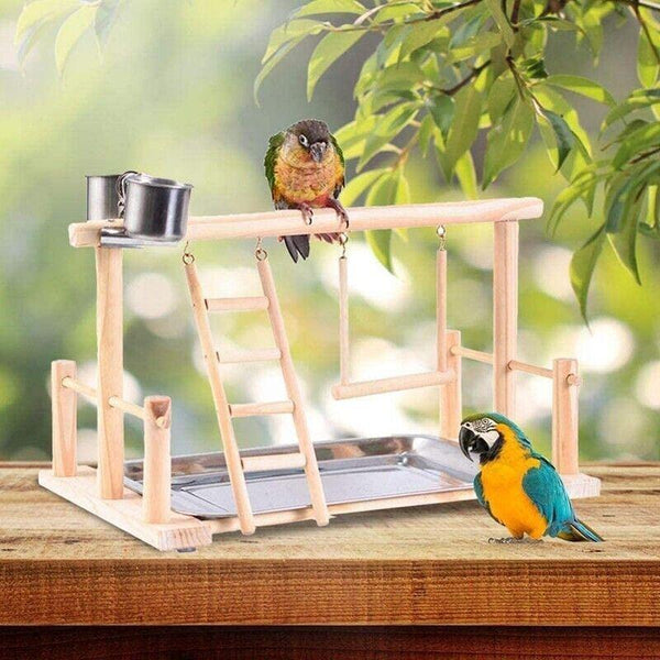 Parrots Wooden Stand Bird Play Activity Center Playground Ladder Perch Gym AU
