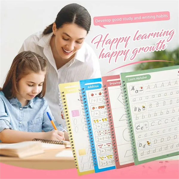 4X Groovd Magic Copybooks Grooved Children's Handwriting Book Practice Set Gift