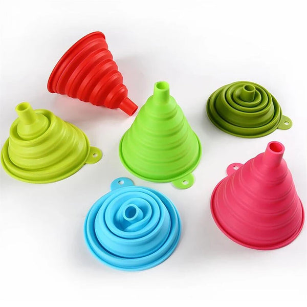 2/4PCS Mini Silicone Collapsible Foldable Funnel Hopper Gel Kitchen Liquid Tool