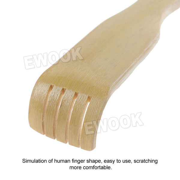 2x Long Reach Wooden Bamboo Scratch Back Scratcher Body Massage Itchy Relieve 4C - Lets Party