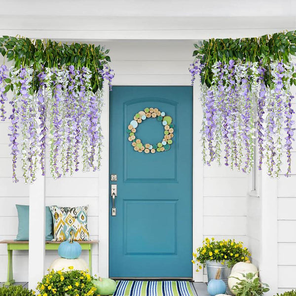 12x Artificial Silk Fake Flower Garland Vine Wisteria Leaf Hanging Wedding Decor