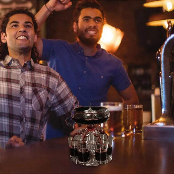 6 Shot Liquor Dispenser w/Shot Glasses Set for Home Gathering Bar Party Supply