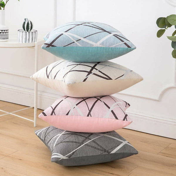 Chenille Cushion Cover Geometric Geo Striped Throw Soft Pillow Case Home 45x45cm