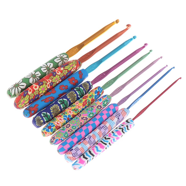 9X Colourful Crochet Hook Set Ergonomic Handles Knitting Needles Sewing AU