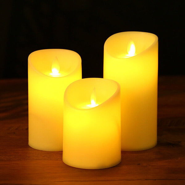 2PCS Flameless LED Candle WarmWhite Moving Dancing Wick Electic Candles Weding