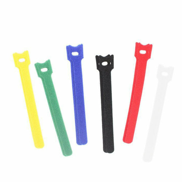 120X Mix Hook and Loop Cable Ties Reusable Magic Cords Organiser Strap Tidy Grip