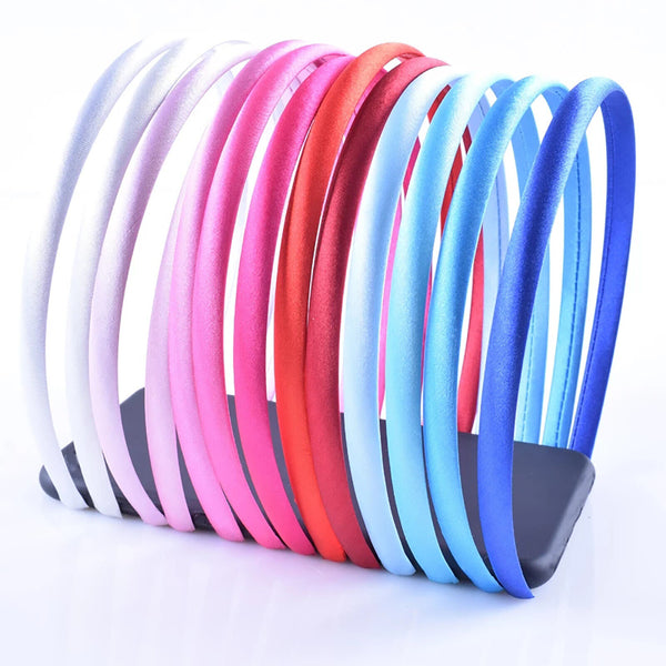 34pcs Girls Womens Plain Satin Alice Band Headband 10mm Ribbon Hoop Hair Band AU