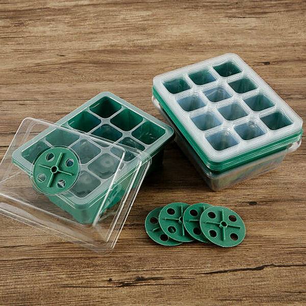 12 Hole Plant Seeds Grow Box Propagation Nursery Seedling Starter Tray 10 Sets