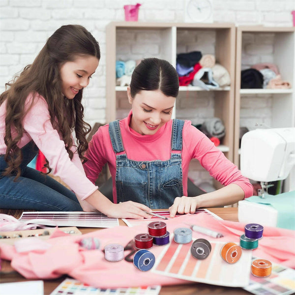 36/50Pcs Multicolor Thread Sewing Machine Bobbins Thread Embroidery Accessori AU