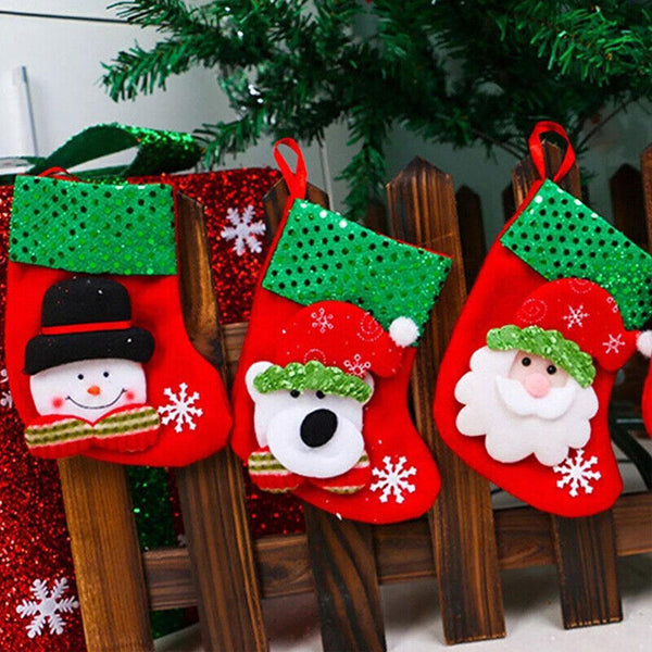 Christmas Stocking Socks Ornament Xmas Tree Party Hanging Gift Candy Bags Decor