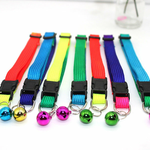 12PCS Dog Kitten Puppy Collar Adjustable Harness Pet Cat Neck Strap with Bell