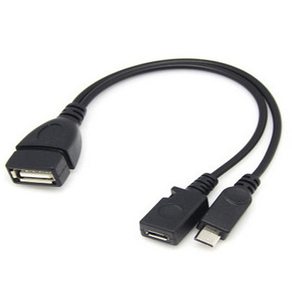 2 In 1 OTG Micro USB Host Power Y Splitter USB Adapter to Micro 5Pin 20cm