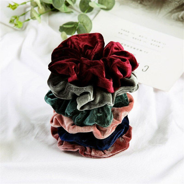 UP 24X Hair Scrunchies Flannel Velvet Hair Ties Hair Band Women Ponytail Holder