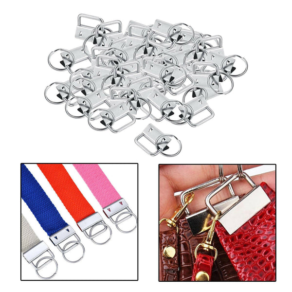 20-100PCS Key Fob Hardware Keychain Split Ring Wrist Wristlet Cotton Tail Clip
