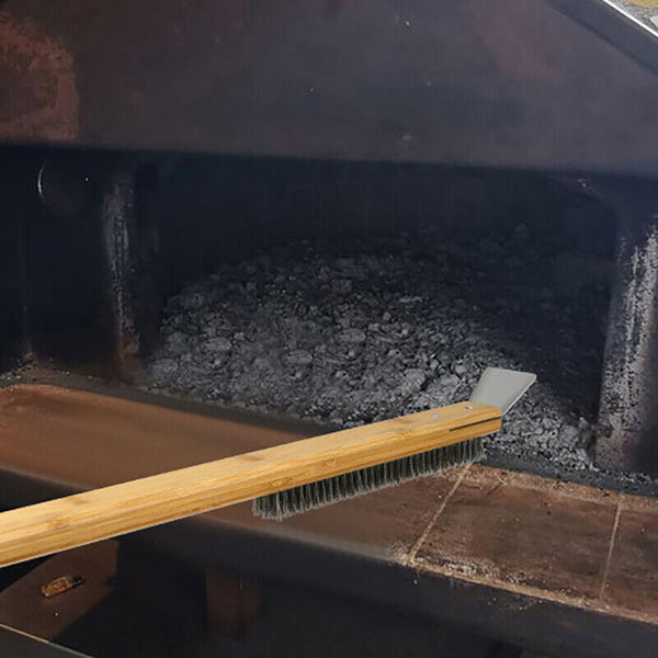 Pizza Oven Brush Steel Wire Pizza Stone Cleaning Brush With Scraper Oven Clean