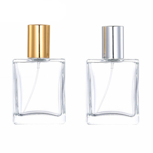 100ml Refillable Perfume Atomizer Empty Flat Glass Spray Bottle Containers Clear