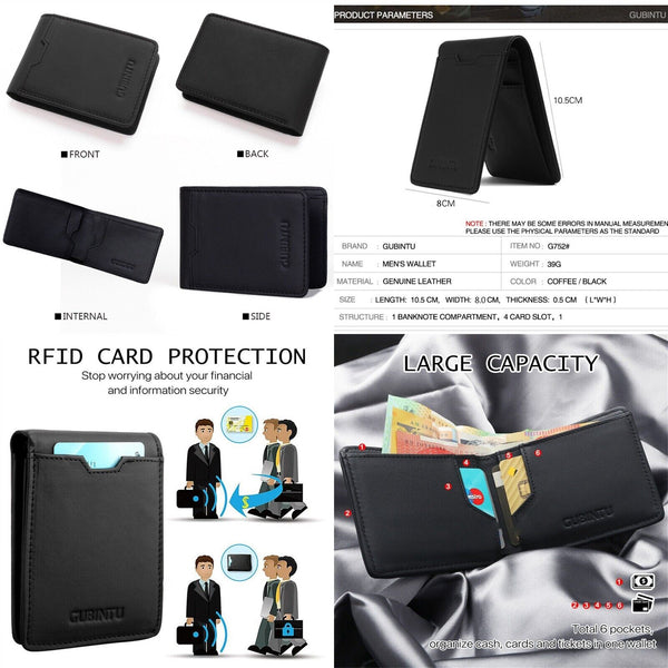 Mens Wallet – Slim RFID Blocking Leather Card Holder Purse