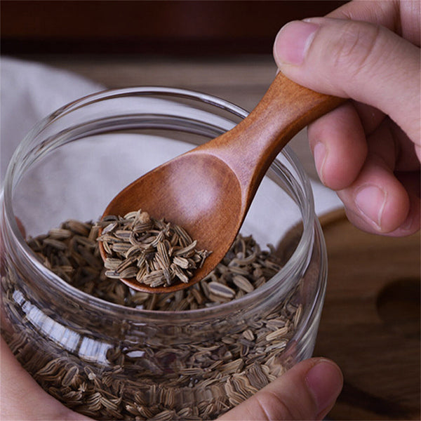Mini Wooden Spoon Kitchen Spice Spoon Small Short Condiment Spoons Scoop