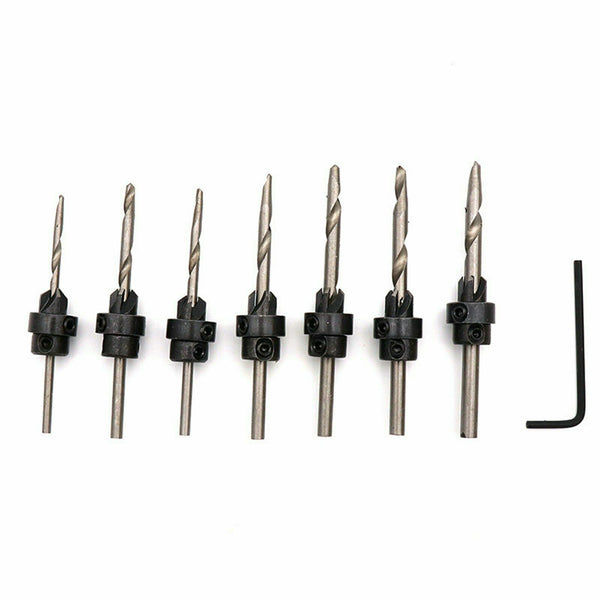 22PCS Countersink Tapered Drill Bit Screw Set Wood Pilot Hole For Woodworking AU