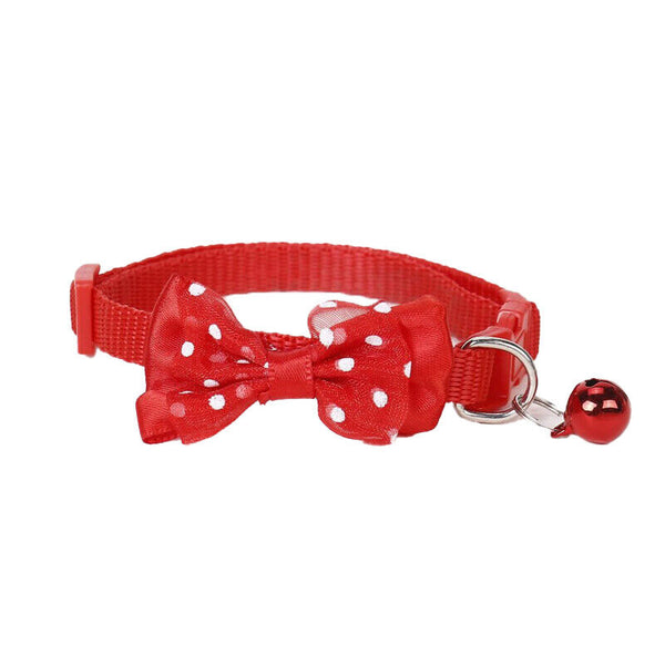 Bow Tie Cat Dog Kitten Collar with Breakaway Safety Release Buckle with Bell AU